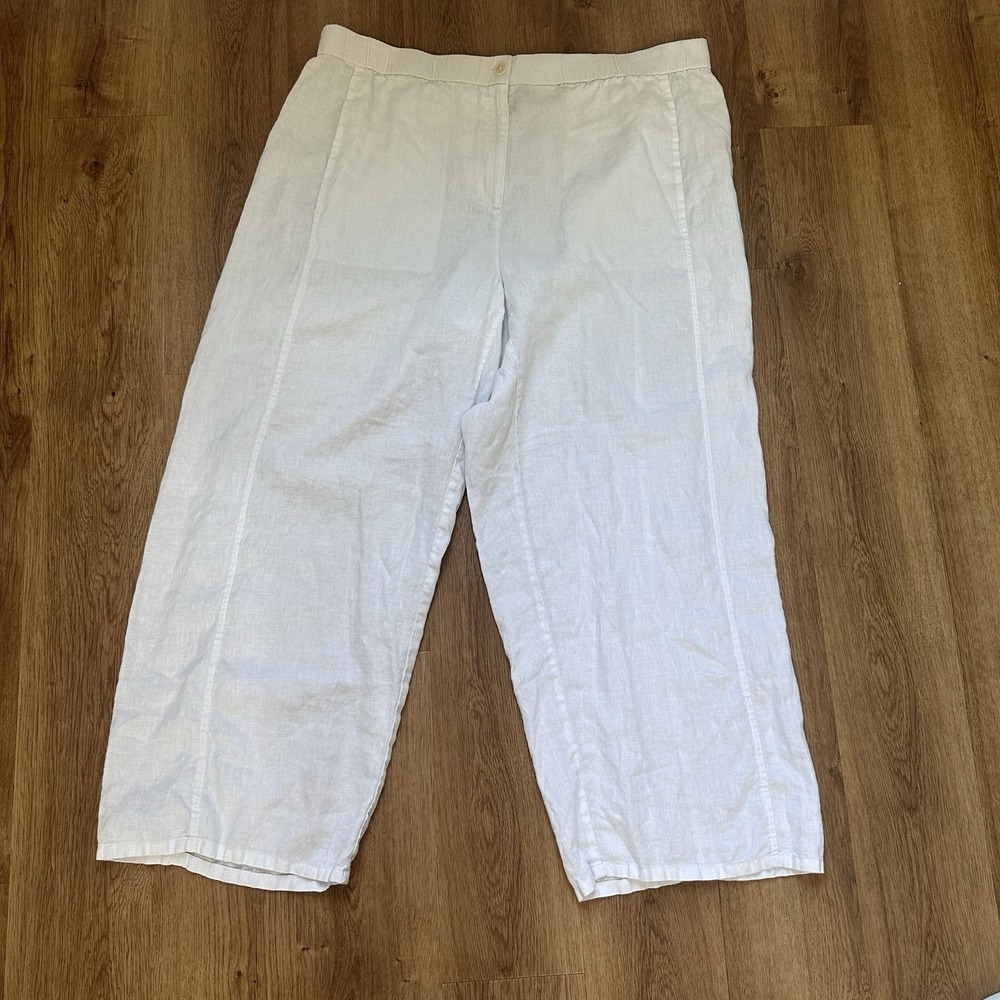 Eileen Fisher Women's 100% Organic Linen Pants White Size XL